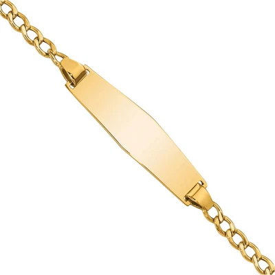 14K Solid Yellow Gold Soft Cuban ID Bracelet - Image 1 of 4