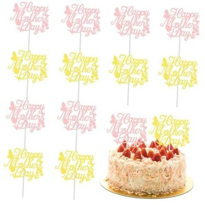 12 piezas adornos para pasteles brillantes feliz día de la madre, 4,3 x 5,9 pulgadas oro rosa y  Foto 1 de 4