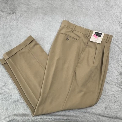 NWT Covington Men's Pants Size Tagged 40x30 Pleated Cuffed Khaki Color - Image 1 of 4
