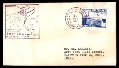 Mayfairstamps Guatemala Vuelo 1960 Guat a Houston TX Pan Am Cubierta aau_90667 Foto 1 de 2