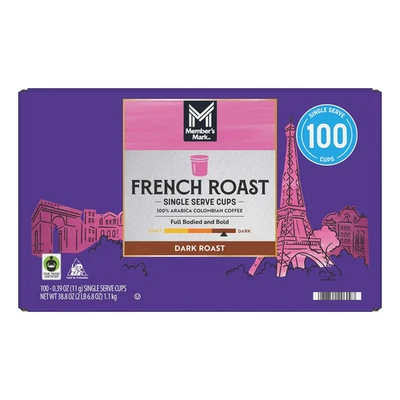 Café tostado oscuro francés Member's Mark, tazas de una sola porción (100 ct.) envío gratuito Foto 1 de 2