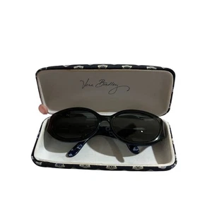 Vera Bradley Women's Polarized Sunglasses Black/Blue Oval Frame with case - Picture 1 of 18