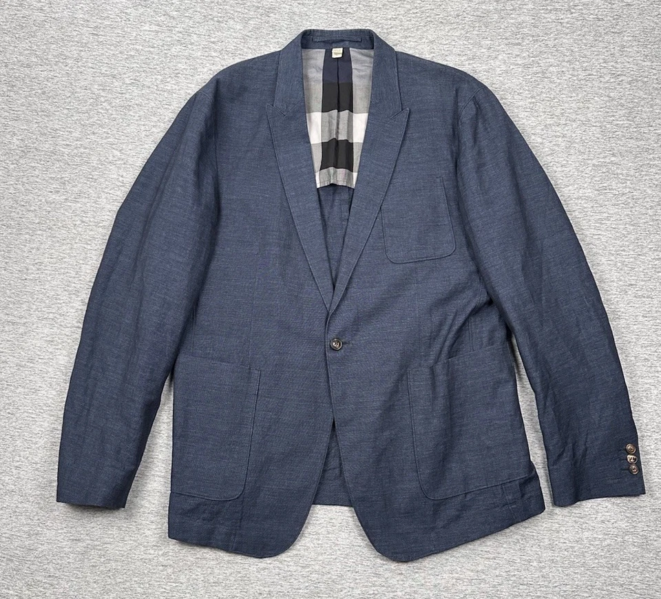Blazer Burberry Brit Para Hombre 44 Azul Mezcla de Lino Sin Estructura Hecho en Portugal Ciudad Foto 1 de 4