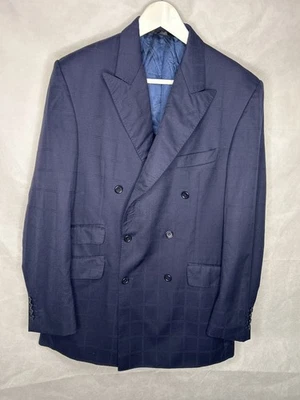 Blazer Aquascutum Para Hombres 40L Azul Cuadros Lana Doble Pecho Traje Chaqueta Inteligente Foto 1 de 4