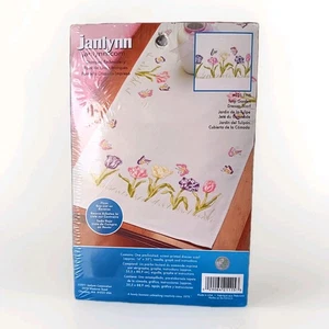 Janlynn Tulip Garden Croce Stich Timbrato Ricamo Comò Sciarpa 14x35 USA 2011 - Foto 1 di 2