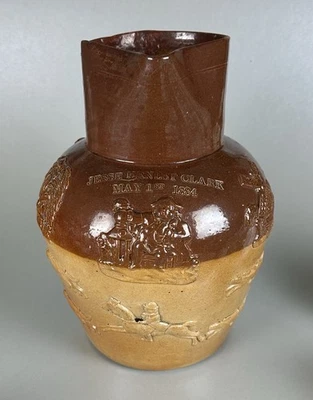 Brown Saltglaze 12 Pint Stoneware Jug Dated 1884. Stiff, London, Jesse Clark - Image 1 of 4