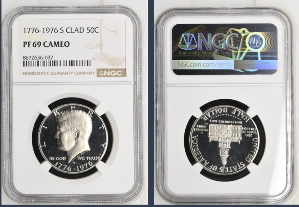 1776 - 1976 S Silver 50c Kennedy Bicentennial Half Dollar  NGC PF69 Cameo - Image 1 of 1
