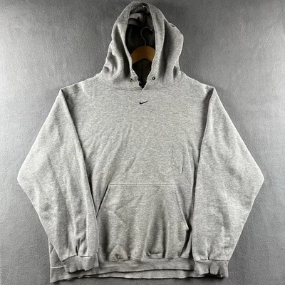Vintage Nike Hoodie Mens XXL Gray Center Swoosh 90s Distressed Sweatshirt Baggy - Image 1 of 4