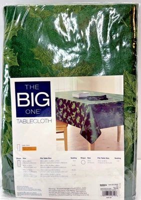 Kohl's Solid Green Holly Christmas Holiday Oblong Tablecloth New - Image 1 of 4