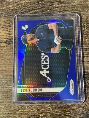 2025 PANINI PRIZM LIV GOLF DUSTIN JOHNSON #10 LIV LOGOS ACES BLUE PRIZM SP#/99 - Image 1 of 2