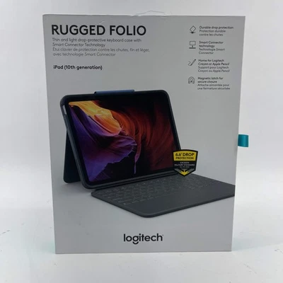 New Logitech Rugged Folio iPad 10th Gen Detachable Keyboard Case 920-011295 - Image 1 of 3