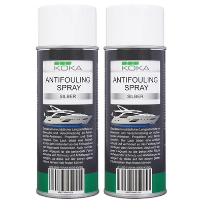 2x KOKA Antifouling Spray Silber Bewuchs-Schutz für Boot Rumpf Antrieb Propeller
