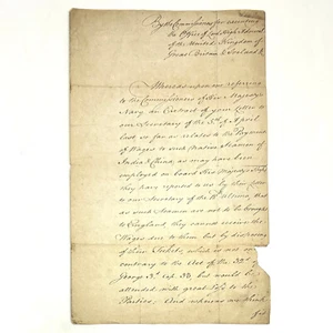 Orden manuscrita del almirantazgo británico firmada por Thomas Troubridge y otros - 1804 - Imagen 1 de 3