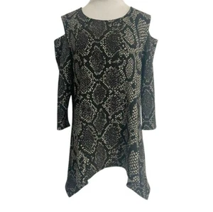 Caroline Rose Size Medium Petite Top Blouse Cold Shoulder Tunic Python - Picture 1 of 7