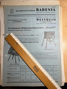 Prospekt Badenia Weinheim Rübenschneider Rapid 1938 - Bild 1 von 1