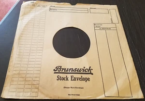 78RPM 10" 1 Brunswick Stock Envelope 1920's, dealers empty sleeve, see pixs - Picture 1 of 6