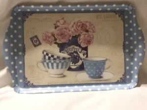 Bandeja de melamina Home Essentials nueva tema de café a lunares azules - Imagen 1 de 1