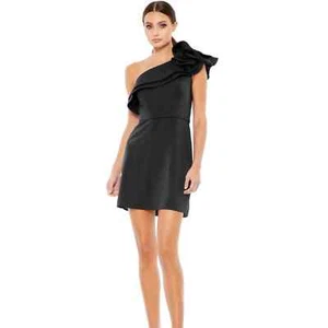 Mini vestido Mac Duggal con volantes de un hombro talla 4 pequeño - Imagen 1 de 7