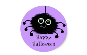 HALLOWEEN TREAT BAG SWEET CONES FOOD SPIDER DECORATIVE STICKERS SPOOKY LABELS - Imagen 1 de 2