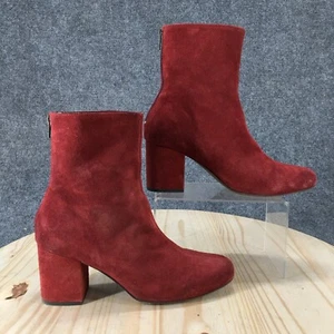 Free People Boots Womens 39 Cecile Ankle Bootie Red Round Toe Casual Block Heels - Picture 1 of 22