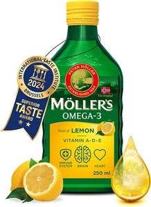 Moller's Lemon | Aceite de hígado de bacalao noruego | Omega 3 y vitamina A, D, E 600 UI 250 ml - Imagen 1 de 8