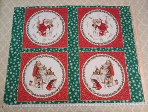 Norman Rockwell Santa Elves Pillow Placemats Fabric Panel Hallmark VTG 36"x44" - Picture 1 of 10