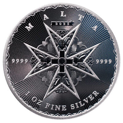 2023 Malta 5 Euro 1 Oncia Argento 9999 Croce Di Malta Silver Oz Unc Fdc • 37.90€