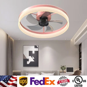 20 in Ceiling Reversible Fan Light Kit 6 Speeds Pink Flush Mount LED With Remote - Picture 1 of 11