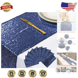 10-Piece 12x108 Navy Blue Glitter Table Runners for Stunning Weddings & Parties - Picture 1 of 9