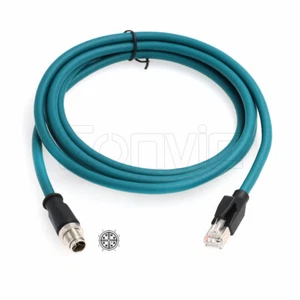 Cable Cognex 2000 8000 GigE Industrial Ethernet M12 8 pines código X macho RJ45 Cat5e - Imagen 1 de 4