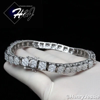 BRAZALETE DE ESLABONES DE CADENA 8,5" PARA HOMBRE PLATA ESTERLINA 925 SÓLIDA HELADA BLING CIRCONITA 8 MM*SB9 Foto 1 de 4
