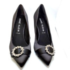 Chaussures femme Anne Klein Iflex noir satiné taille US 7,5 (A12)