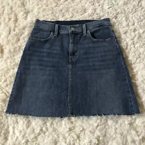 Levis A Line Denim Skirt Blue Raw Hem Size 26 Womens Cowgirl Western - Picture 1 of 7