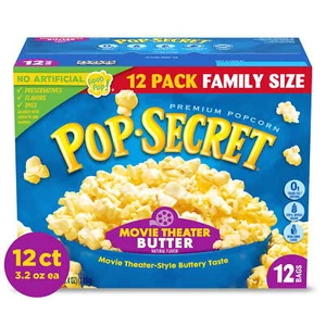 Microwave Popcorn, Movie Theater Butter, Flavor, 3 oz Sharing Bags, 12 Ct - Picture 1 of 6