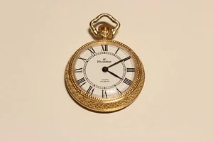 VINTAGE RARE  SMALL 29.5MM LADIES GOLDEN TONE OPEN FACE POCKET WATCH "NIVADOR" - Picture 1 of 9