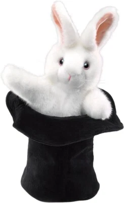 Rabbit in Hat Hand Puppet by Folkmanis - Image 1 of 4