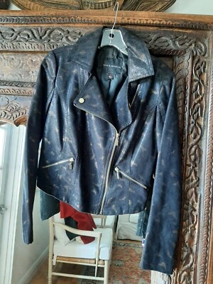 Rock and Republic Women's Motorcycle Jacket Black Gold Animal Print M - Image 1 of 4