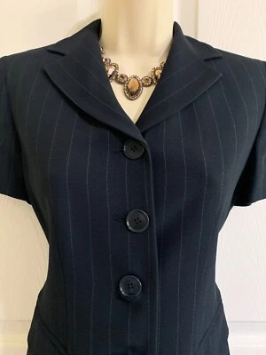 Blazer para mujer Ann Taylor Top a rayas manga corta carrera negocios talla 2P EE. UU. Foto 1 de 4