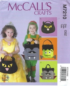 McCall's M7210 Halloween Trick or Treat Bags Cat Vampire Frankenstein UC Pattern - Picture 1 of 3