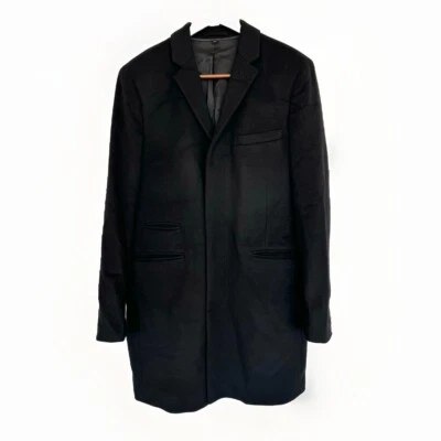 J. Crew Black Wool Cashmere Overcoat Single Breasted Coat 44 Topcoat Long Jacket - Image 1 of 4
