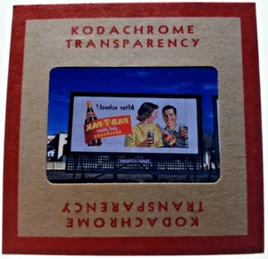 Kodachrome Red Border Slide | *1949* PAR-T-PAK COLA SODA KIDS Billboard Sign Ad - Picture 1 of 3