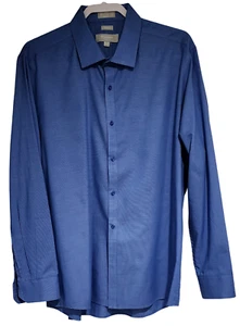 Camisa de Vestir Platino de Marquis Para Hombres Calce Ajustado Azul Mezcla de Algodón Abotonada Talla 2XL - Imagen 1 de 7