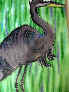 Coastal bird hand painted ceramic art tile 8 x 12 inches with felt back - Picture 1 of 2