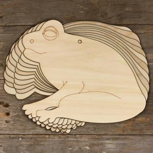 10x Wooden Comic Frog Sitting Craft Shapes 3mm Plywood Amphibian Wildlife - Picture 1 of 4
