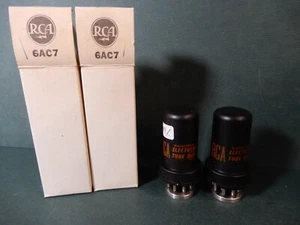 RCA Set of Two NOS 6AC7 Vacuum Tubes Both From 1963 - Tested 89% and 85% Gm - Foto 1 di 4
