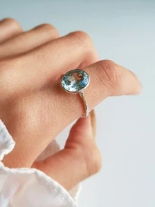 2.66 Ct Aquamarine Bezel Ring 18K Solid Yellow Gold - Picture 1 of 6