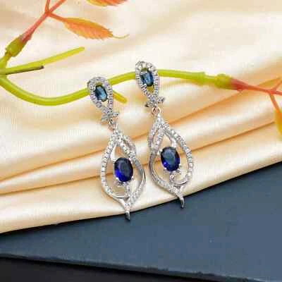 2 Ct Round Cu La-Created Diamond Dangle Drop Earrings 14K White Gold Plated - Image 1 of 3