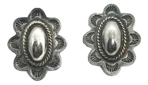 Vintage Southwest Sterlingsilber Schraubverschluss Ohrringe handgeätzt Design - Bild 1 von 6