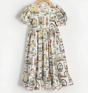 Daisy Kingdom Girls Dress Easter Parade Patch Rabbit Puff Sleeves Bunny 6 - 7 ? - Picture 1 of 14
