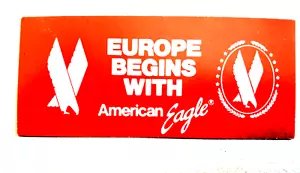 Etiqueta adhesiva de American Eagle Airlines Europa comienza con American Eagle 3 1/2 pulgadas - Imagen 1 de 2